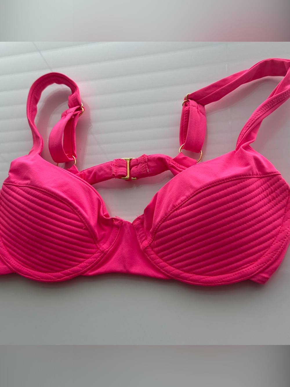 Hot Pink Padded Underwire Bikini Top with Adjustable Straps
